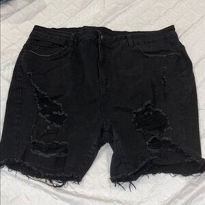 SHEIN Curve Black Denim long Shorts